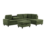 Heights Green Reversible Sectional + Ottoman