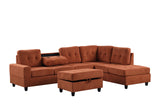 Heights Orange Reversible Sectional + Ottoman
