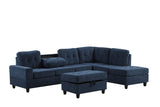 Heights Blue Reversible Sectional + Ottoman