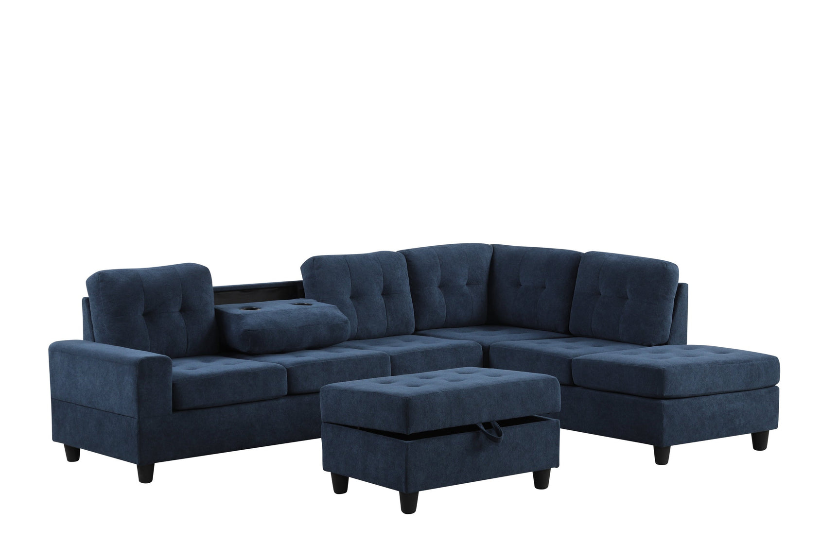 Heights Blue Reversible Sectional + Ottoman