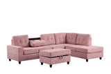Heights Pink Reversible Sectional + Ottoman