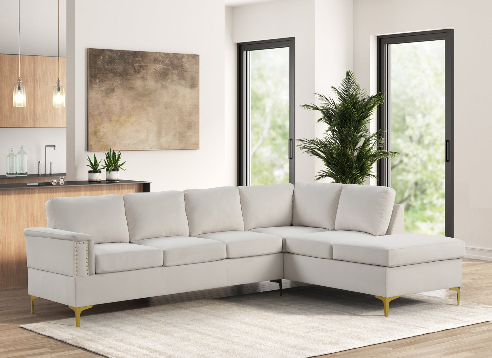 Vogue Cream Velvet Sectional