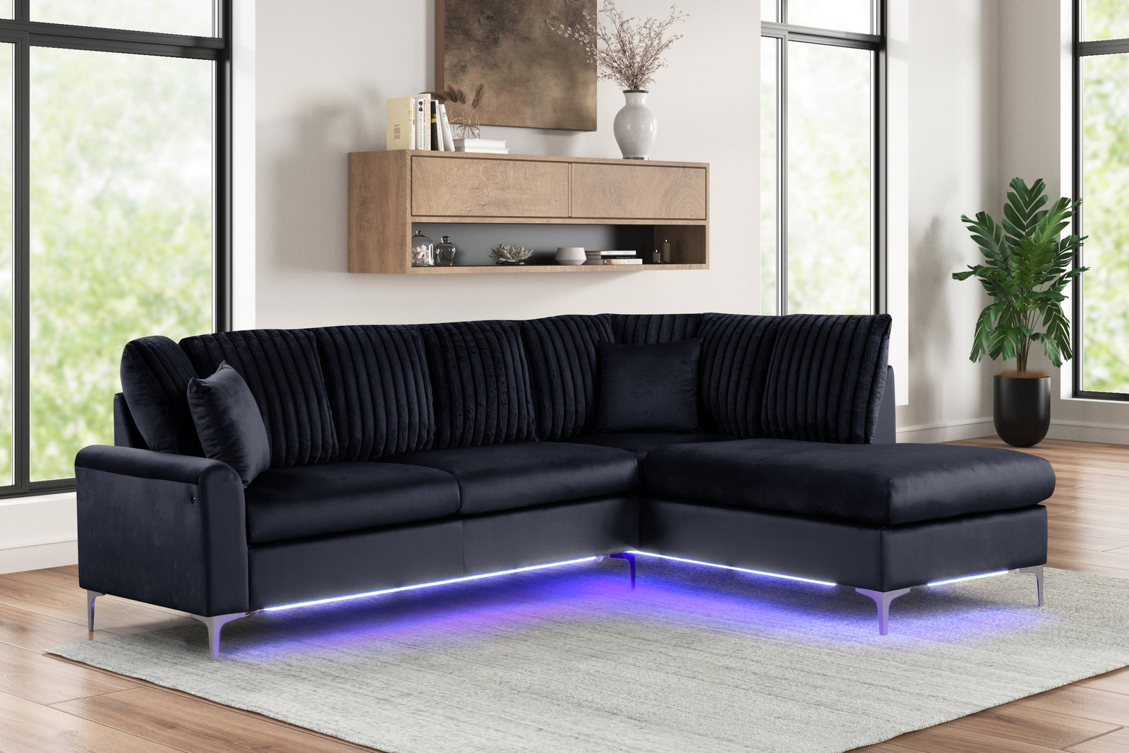 Candy Black Sectional w LED