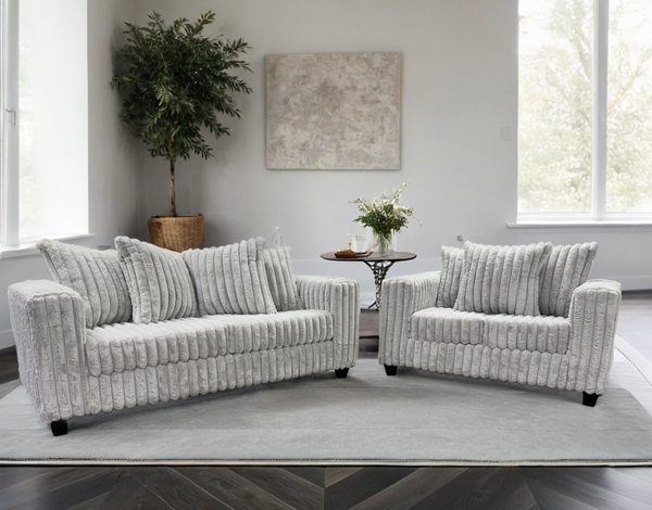 FiveTen Gray Velvet Sofa & Loveseat Set