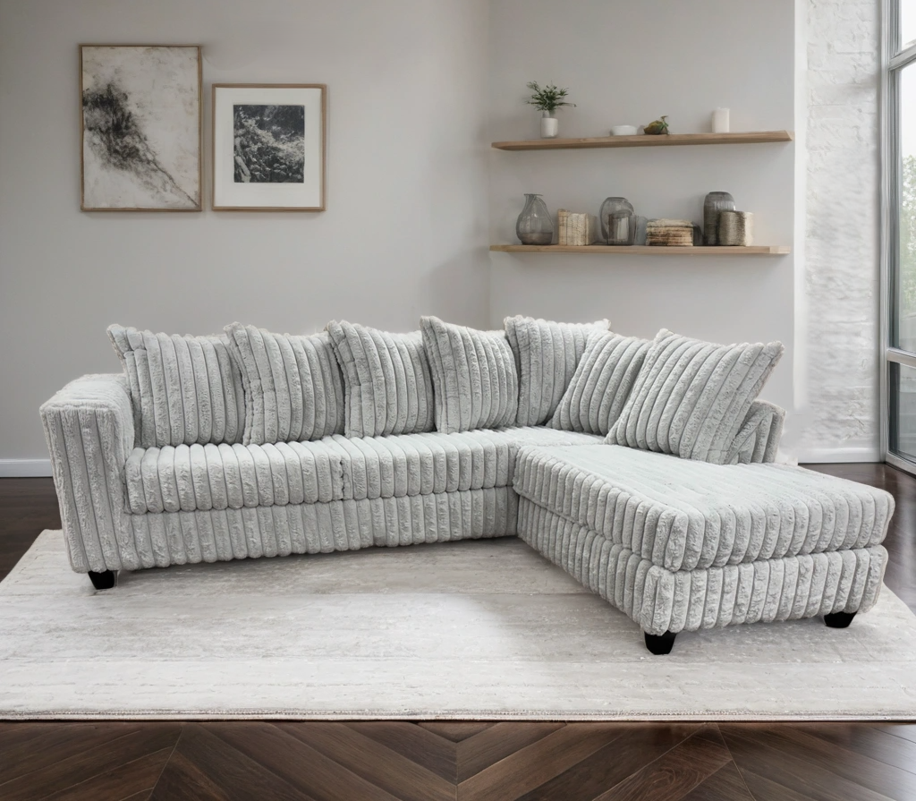 FiveTen Gray Velvet Sectional