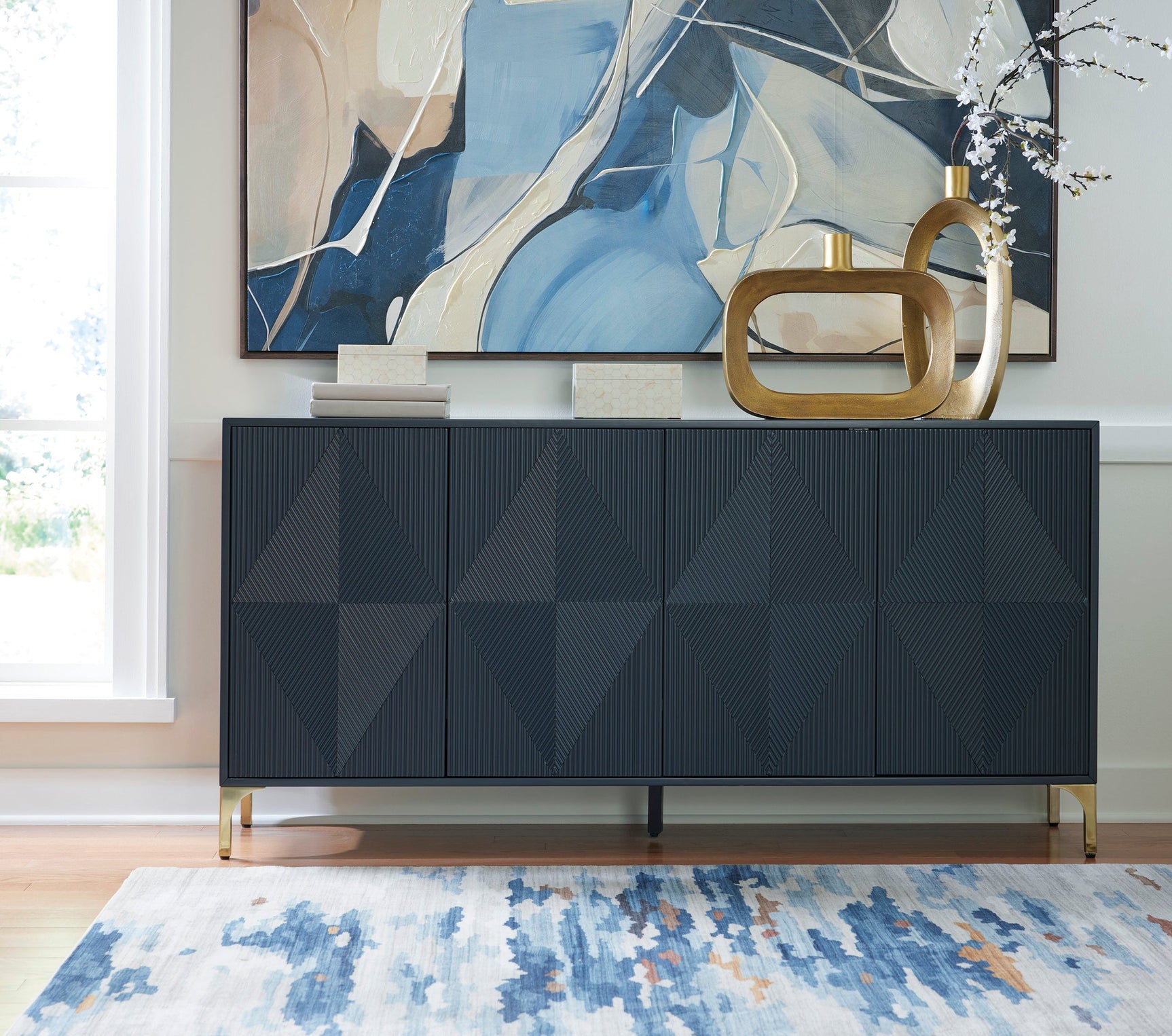 A4000677 Dark Blue Accent Cabinet 72"L