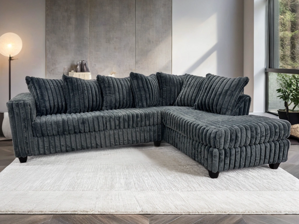 FiveTen Charcoal Velvet Sectional