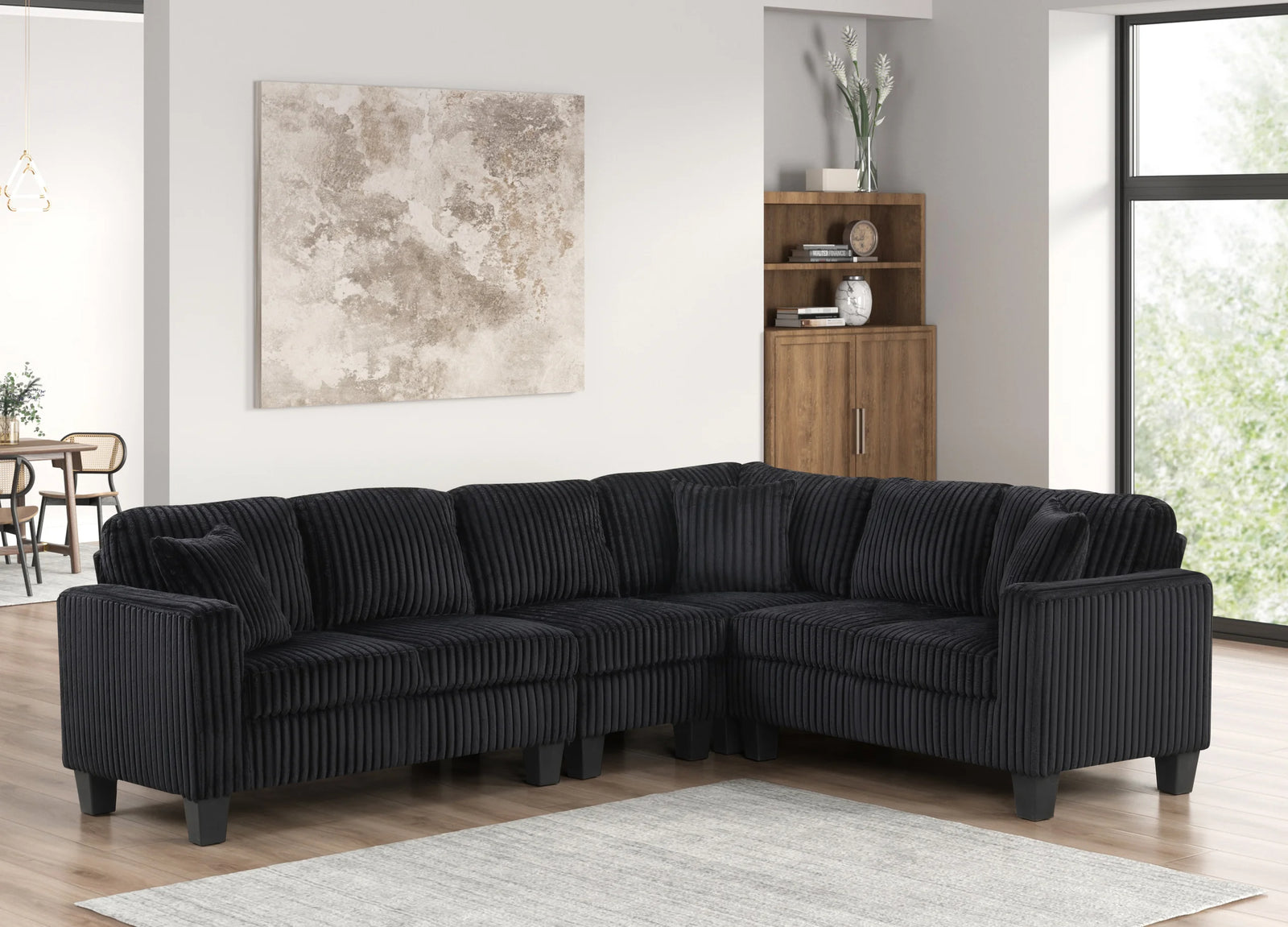 Logan Onyx Cords Reversible Sectional