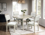 Domino Light Gray Round Dining Table + 4 Chair Set