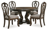 Dunkan Dark Cherry Table + 4 Chair Set