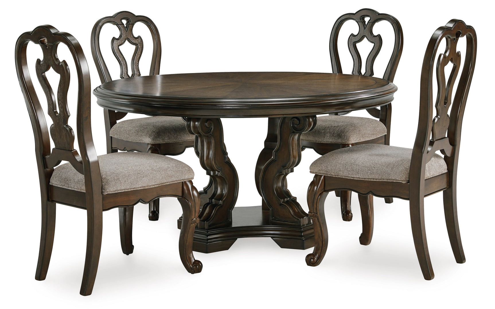 Dunkan Dark Cherry Table + 4 Chair Set