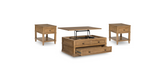 Tomiris Brown Lift Top 3-Piece Occasional Table Set