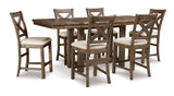Desi Brown Counter Height Table + 6 Chairs Set