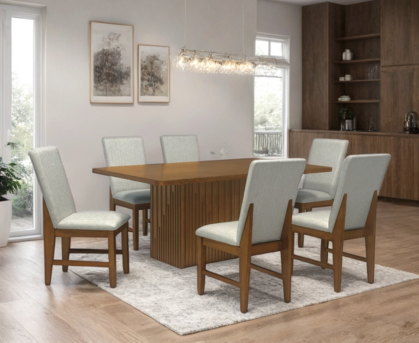 Ditu Cherry Rectangular Dining Table + 6 Chair Set