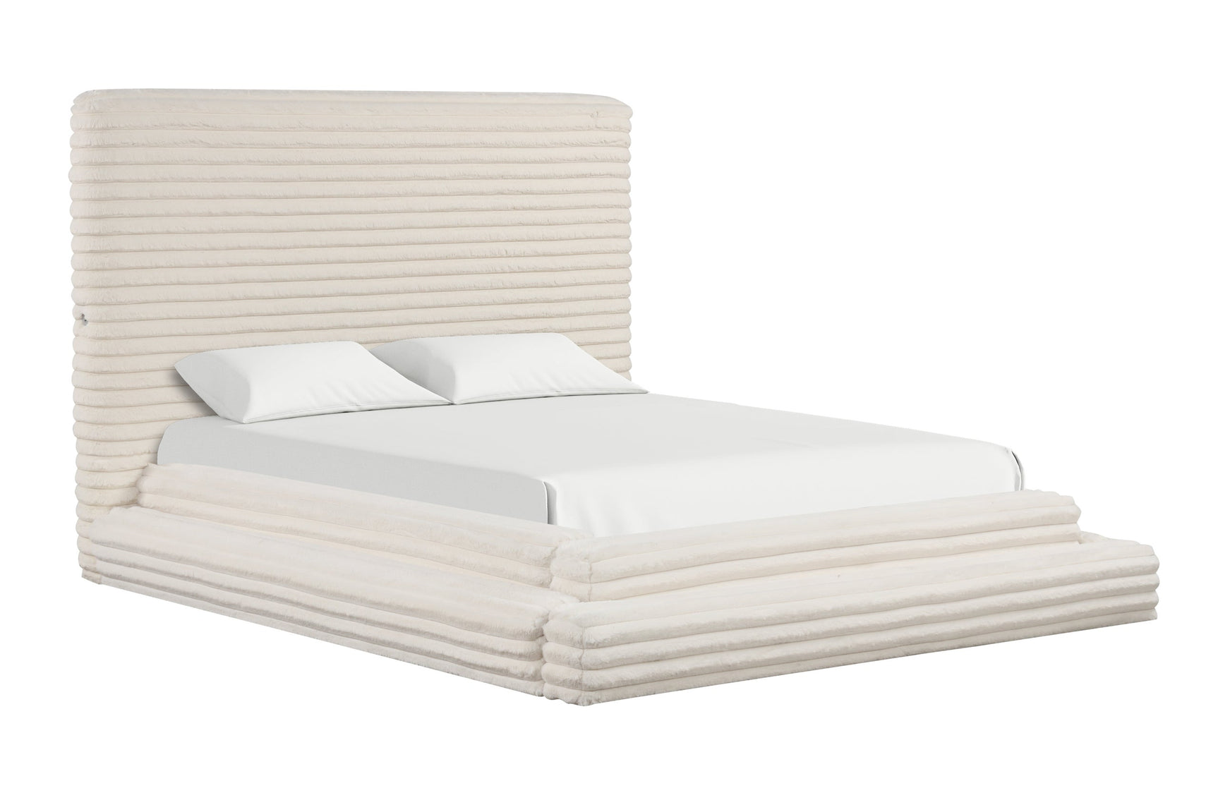Mariah Beige Upholstered Platform Queen Bed