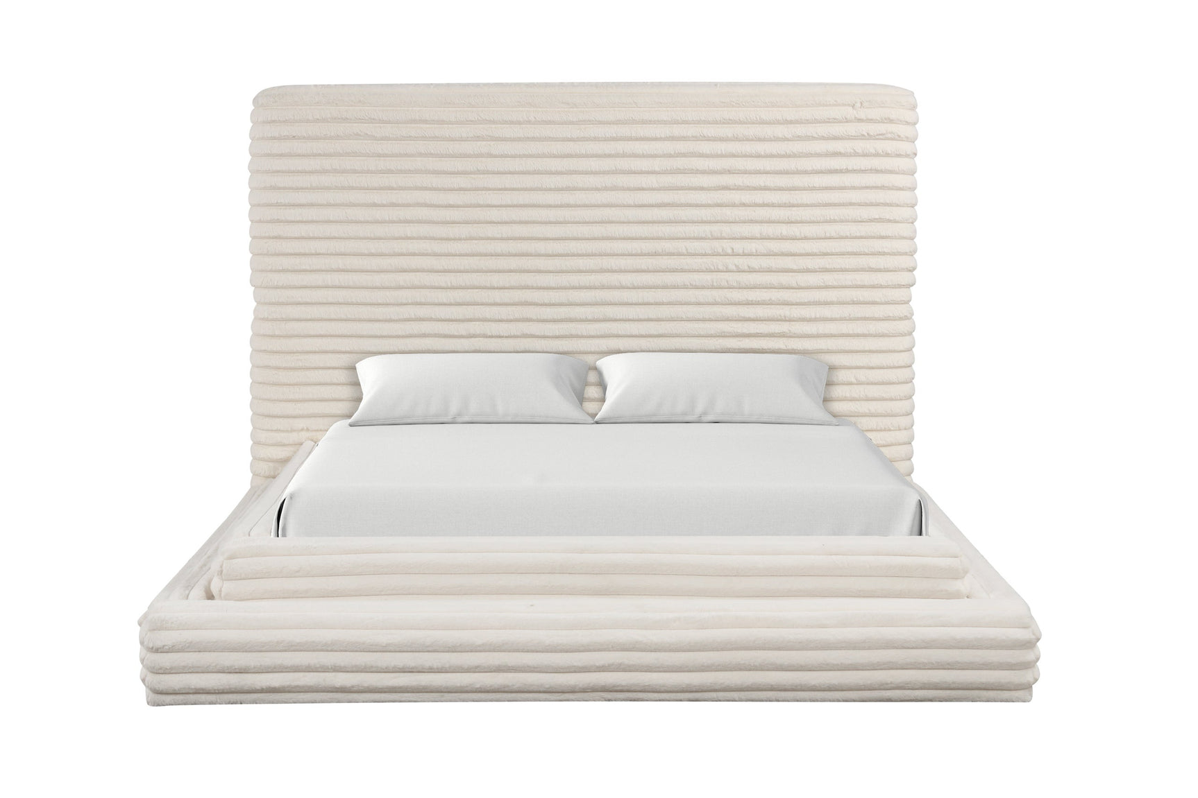 Mariah Beige Upholstered Platform King Bed