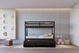 Babylon Black Twin over Twin Bunk Bed w Twin Trundle + 3 Drawers
