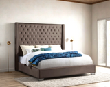 Diamond Brown 6ft Upholstered Tufted Panel King Bed