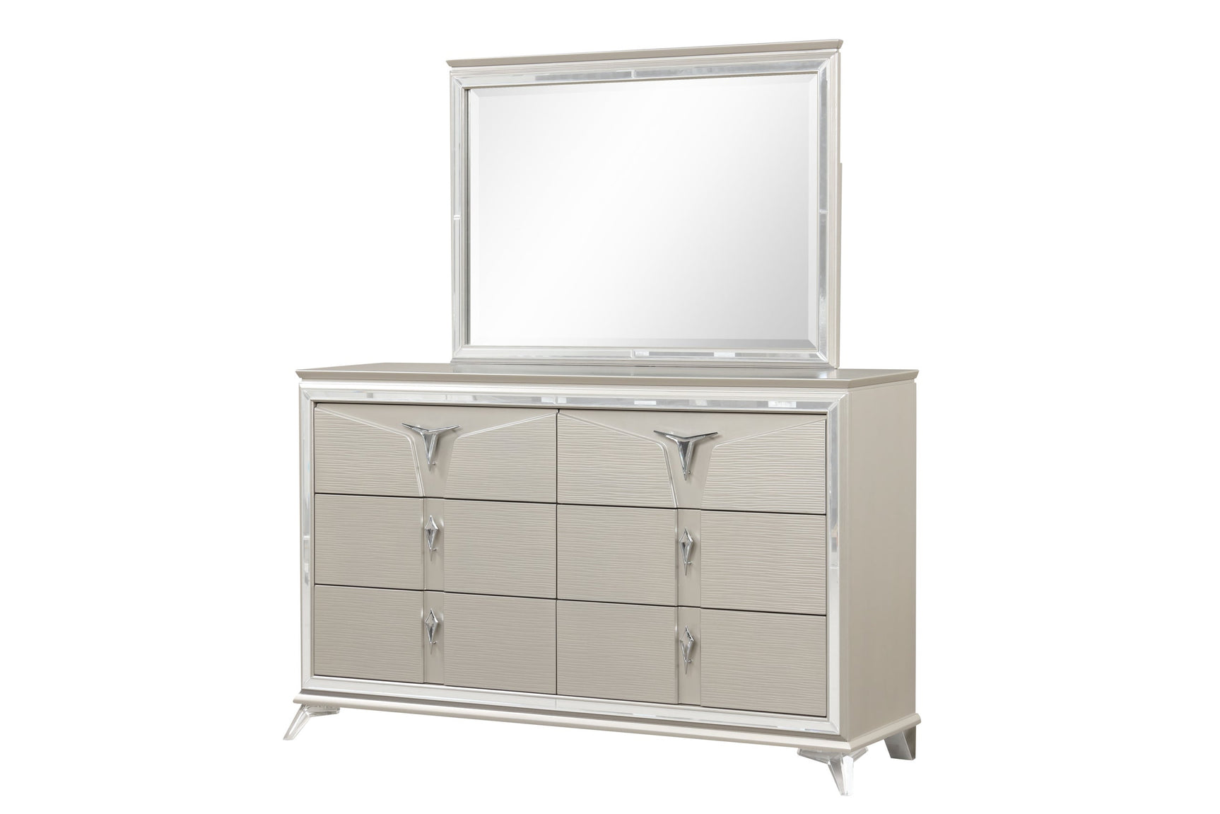 Master Champagne Upholstered LED Storage Platform Bedroom Set