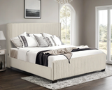 Harry Beige Upholstered USB Panel Queen Bed