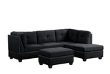 Sienna Boucle Black Sectional + Ottoman Set