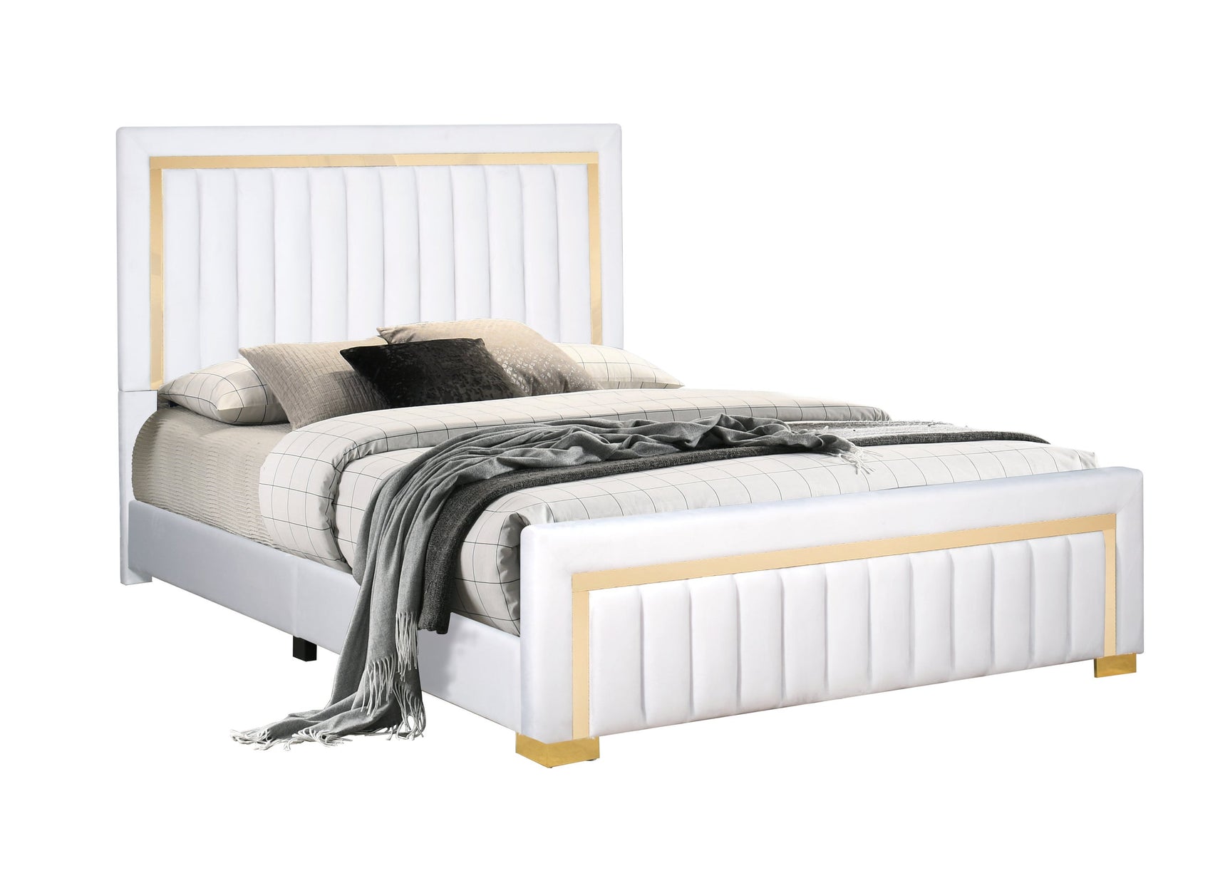 Henry White Upholstered Panel King Bed