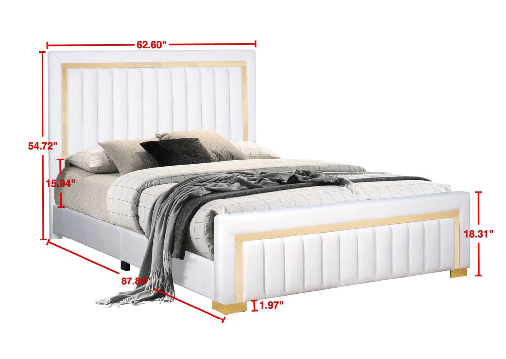 Henry White Upholstered Panel Twin Bed