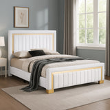 Henry White Upholstered Panel Full Bed