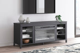 W2721-168 Black TV Stand w Fireplace 59"L LED Lights