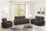 Stefano Brown Leather Gel 3-Piece Reclining Set