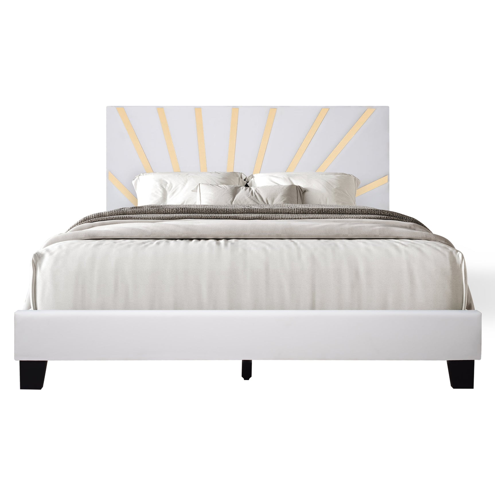 Nico White Upholstered Platform King Bed