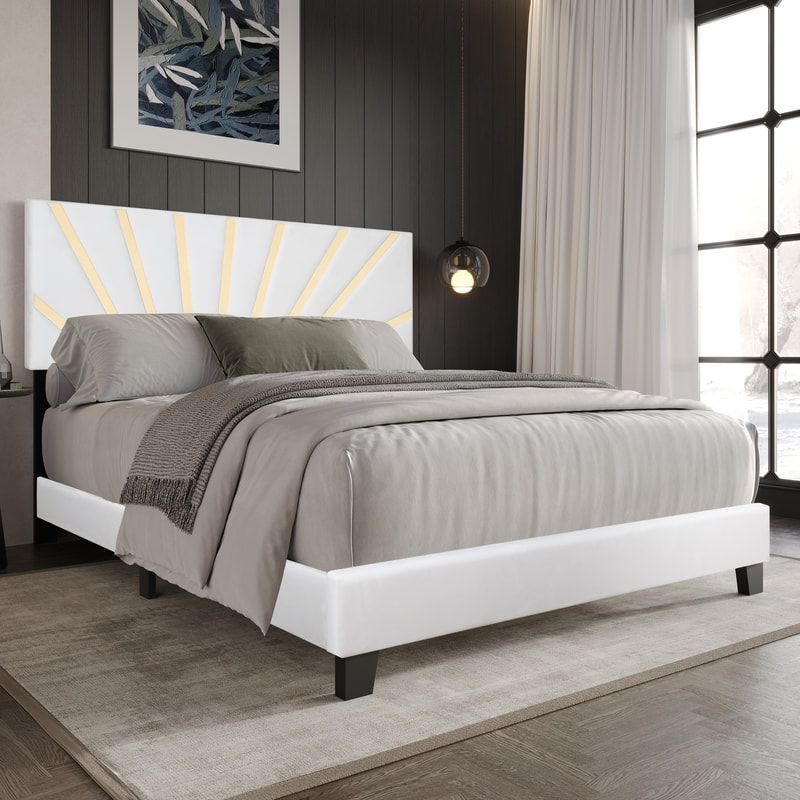 Nico White Upholstered Platform King Bed