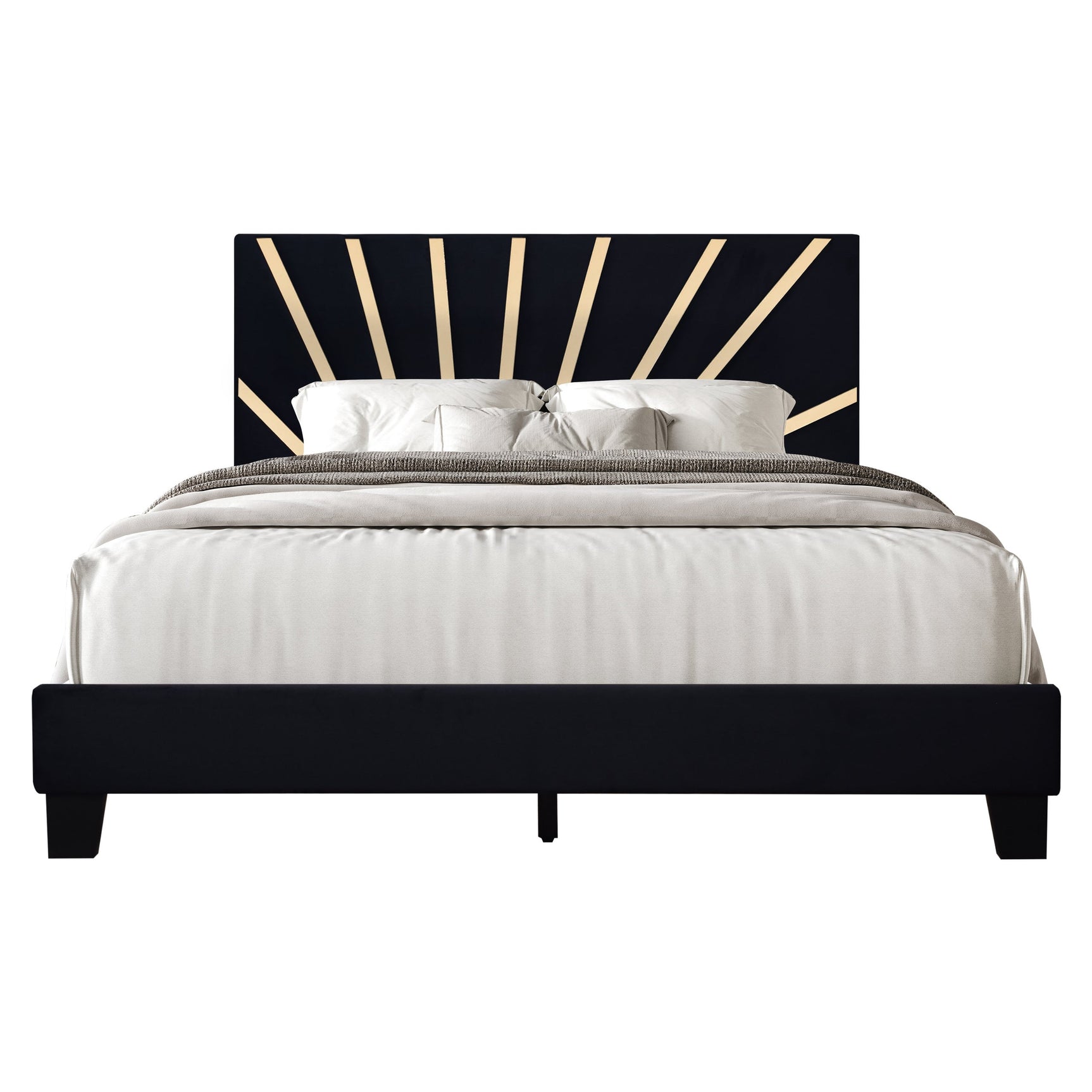 Nico Black Upholstered Platform King Bed