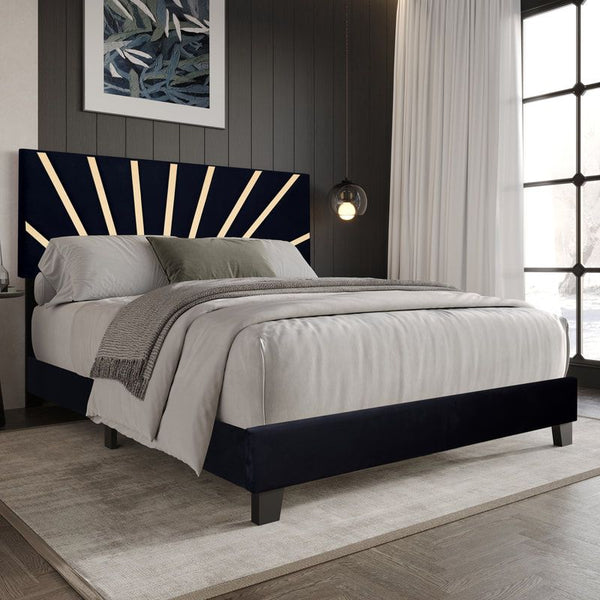 Nico Black Upholstered Platform King Bed