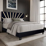 Nico Black Upholstered Platform Queen Bed