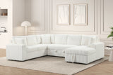 Forever Beige Fabric Sectional With Pull-Out Bed