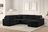 Forever Black Fabric Sectional With Pull-Out Bed