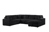 Forever Black Fabric Sectional With Pull-Out Bed