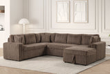 Forever Mocha Fabric Sectional With Pull-Out Bed
