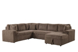 Forever Mocha Fabric Sectional With Pull-Out Bed