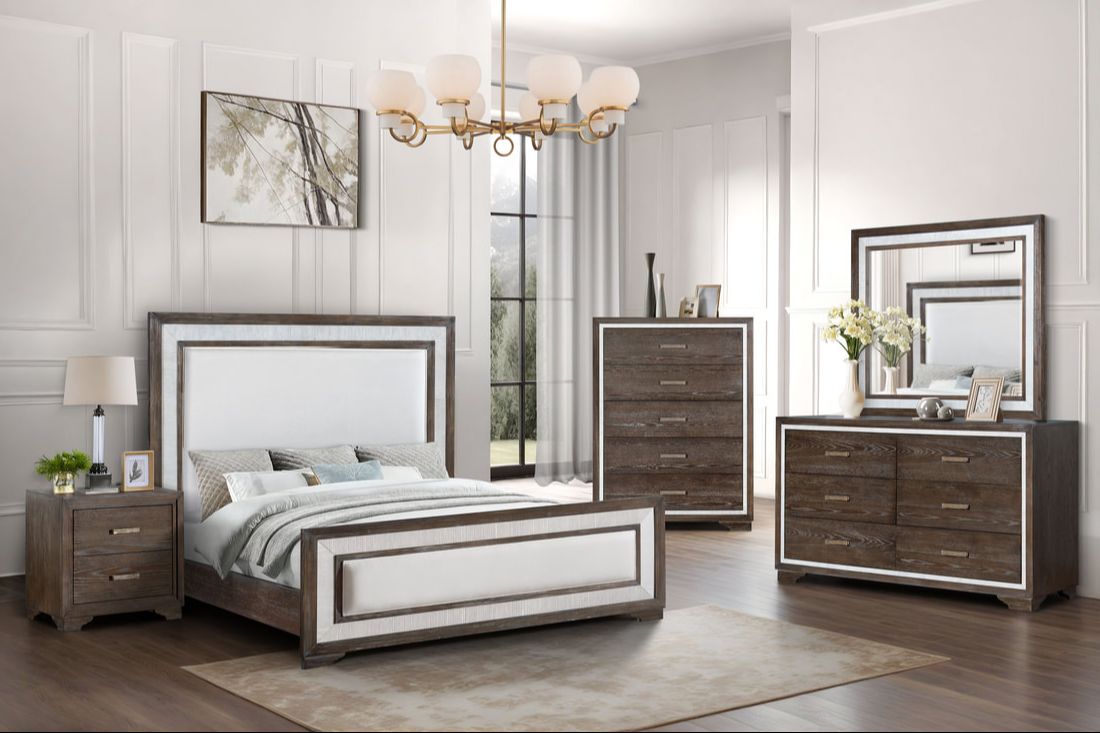 Boson Brown Upholstered Panel Bedroom Set