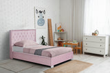 Diamond Pink Velvet Upholstered Panel Twin Bed