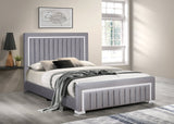 Heindal Gray Upholstered Panel Queen Bed