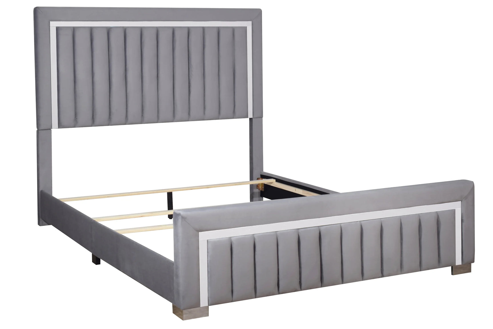 Heindal Gray Upholstered Panel Queen Bed