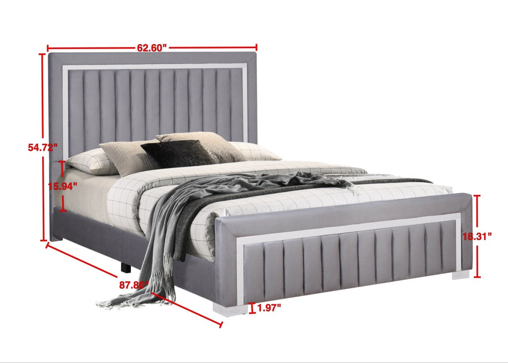 Heindal Gray Upholstered Panel Queen Bed