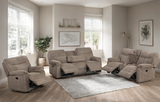 Bravo Mocha Teddy Bear Fabric 3-Piece Reclining Set