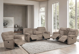 Bravo Mocha Teddy Bear Fabric 3-Piece Reclining Set