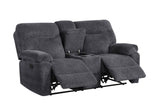Bravo Dark Gray Teddy Bear Fabric 3-Piece Reclining Set