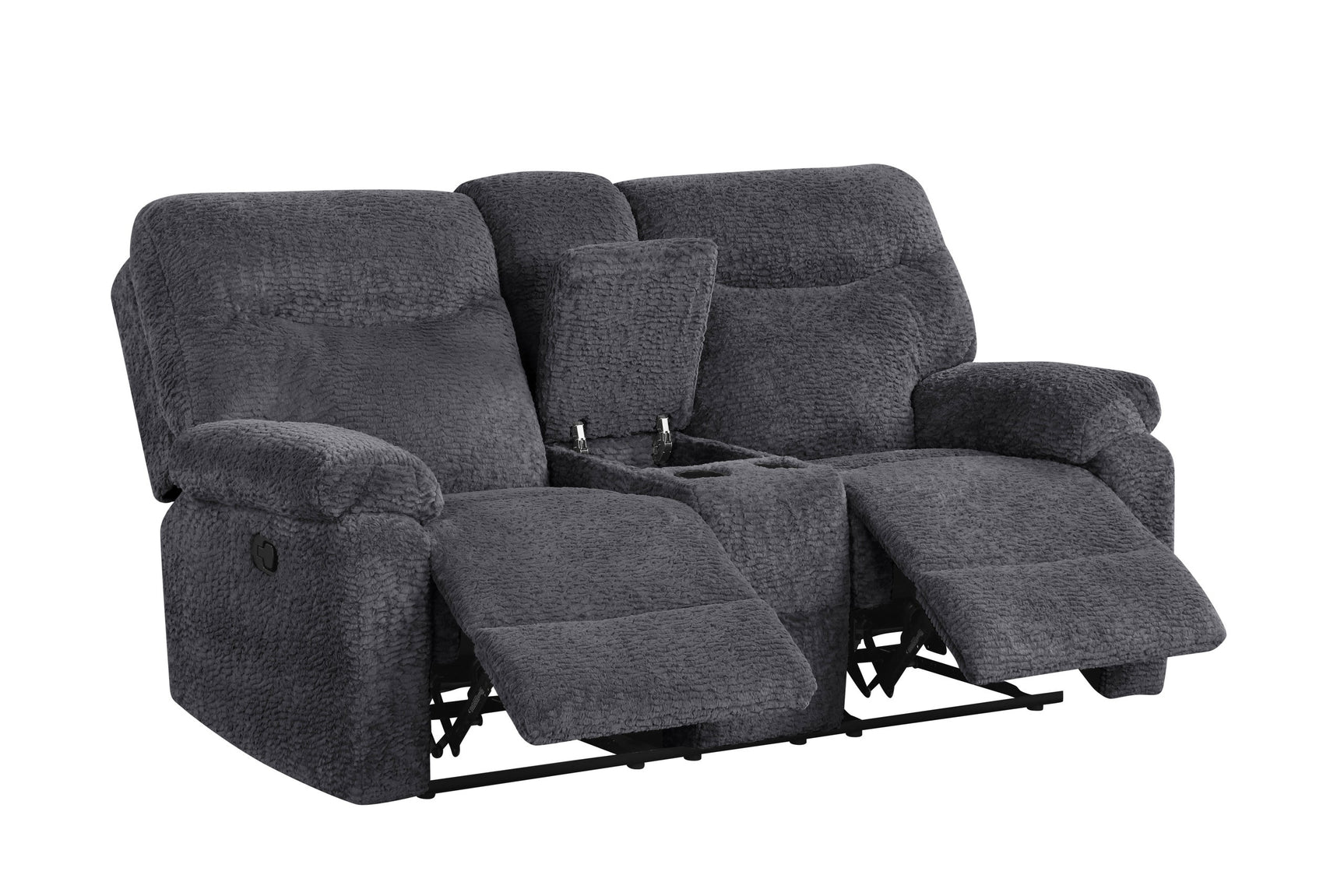 Bravo Dark Gray Teddy Bear Fabric 3-Piece Reclining Set