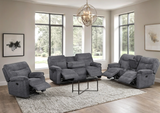 Bravo Dark Gray Teddy Bear Fabric 3-Piece Reclining Set